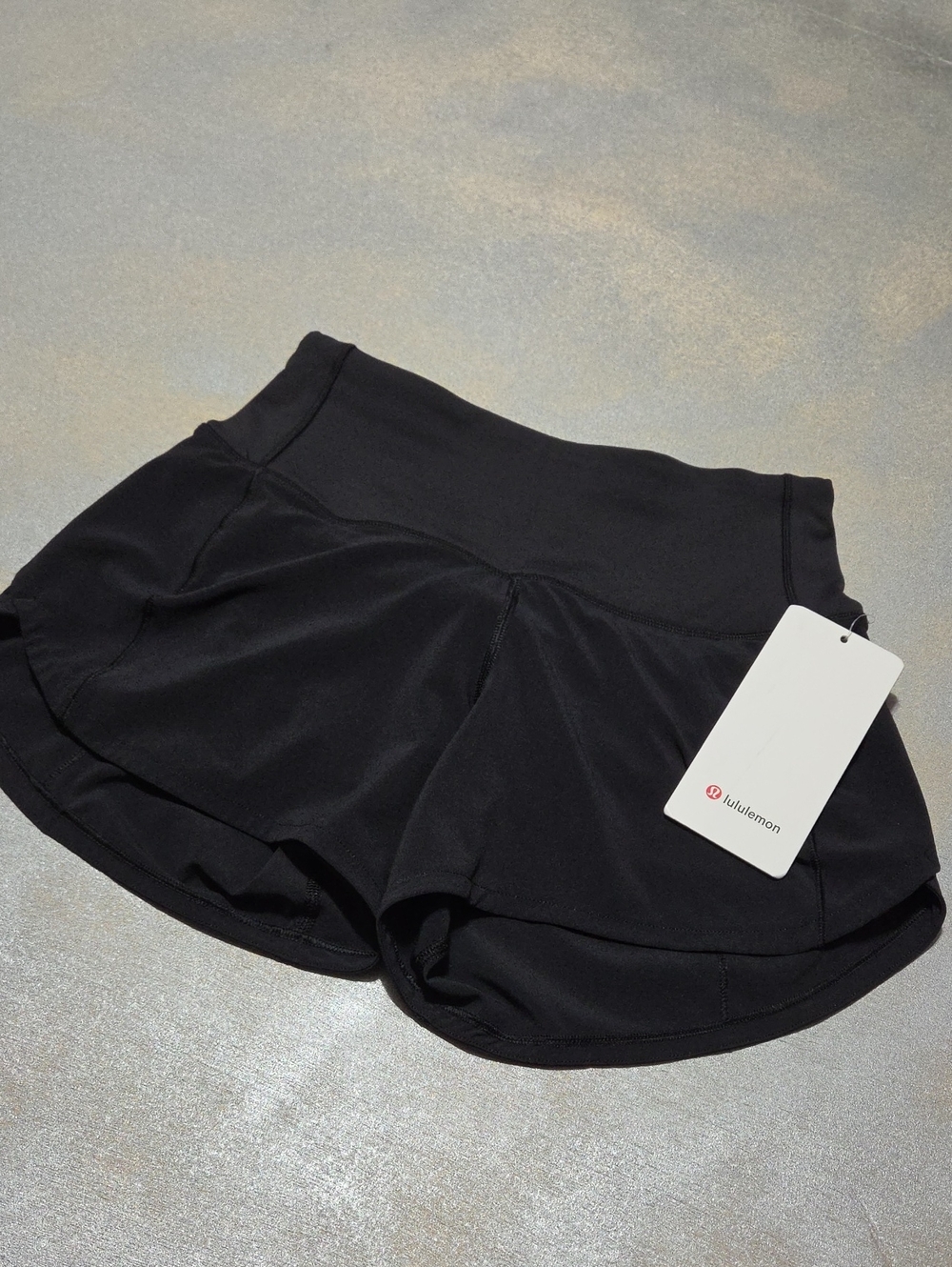 lululemon athletica Black Layered-Hem Athletic Shorts Speed Up